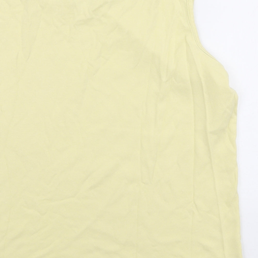 EWM Womens Yellow Cotton Basic Tank Size XL Round Neck - Collar detail