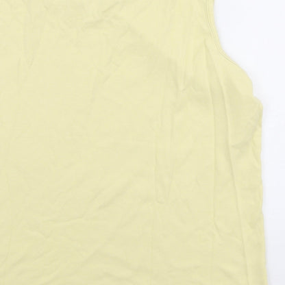 EWM Womens Yellow Cotton Basic Tank Size XL Round Neck - Collar detail