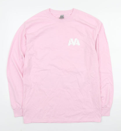Preworn Womens Pink Cotton Basic Polo Size M Round Neck - AVA