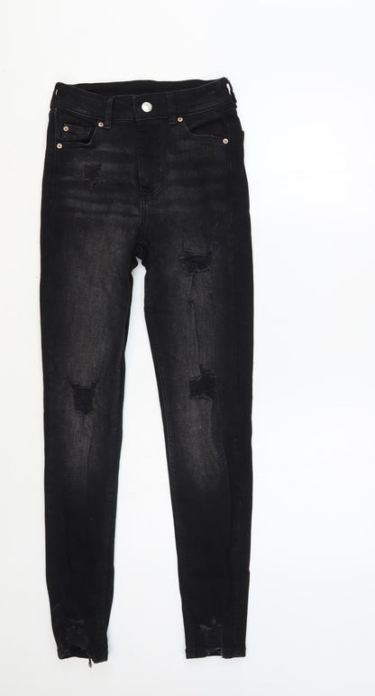 Denim & Co. Womens Black Cotton Skinny Jeans Size 6 L28 in Regular Button