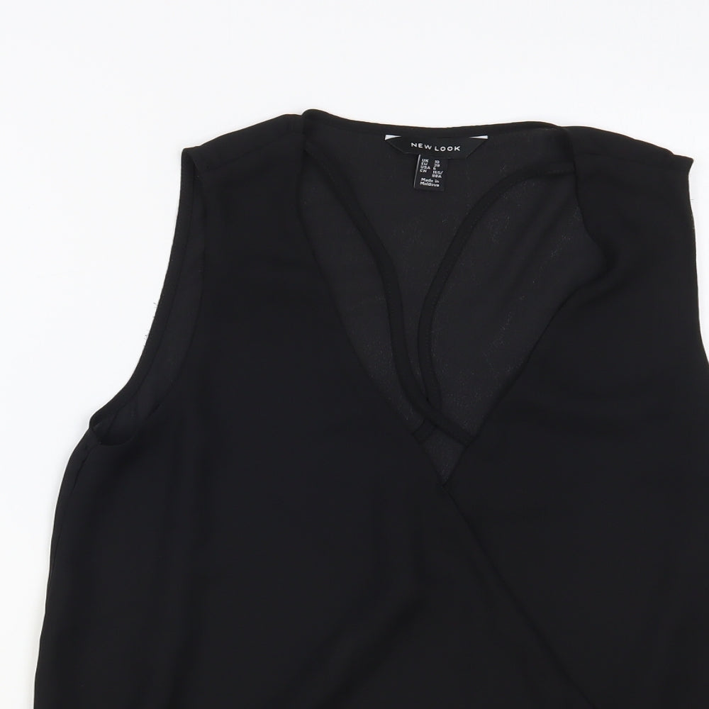 Womens UK Size 10 New Look Black Basic Blouse