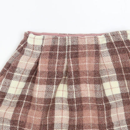 NEXT Girls Pink Plaid Polyester Pleated Skirt Size 5 Years Regular Zip