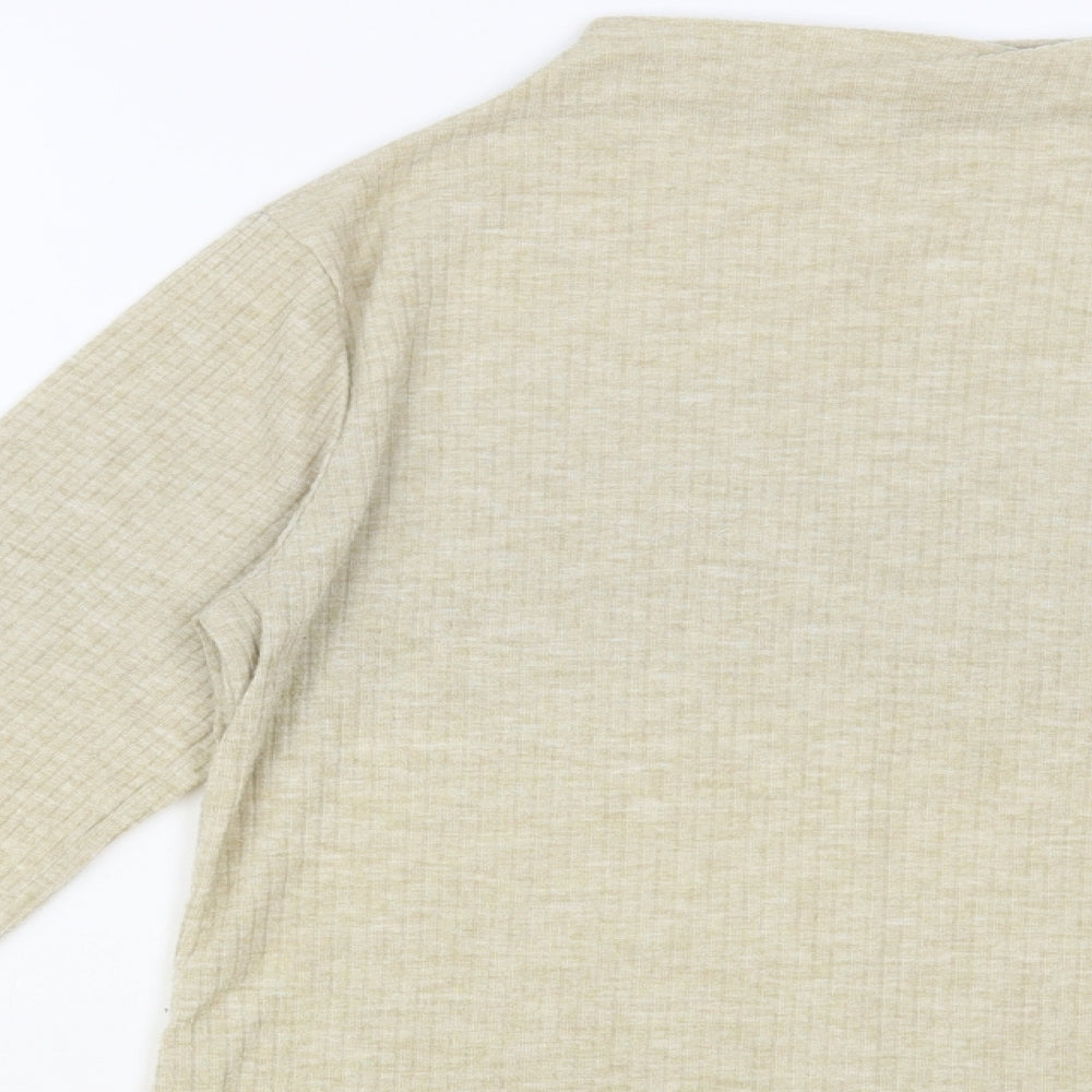 Womens UK Size 12 River Island Beige Basic T-Shirt