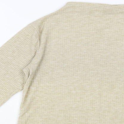 Womens UK Size 12 River Island Beige Basic T-Shirt