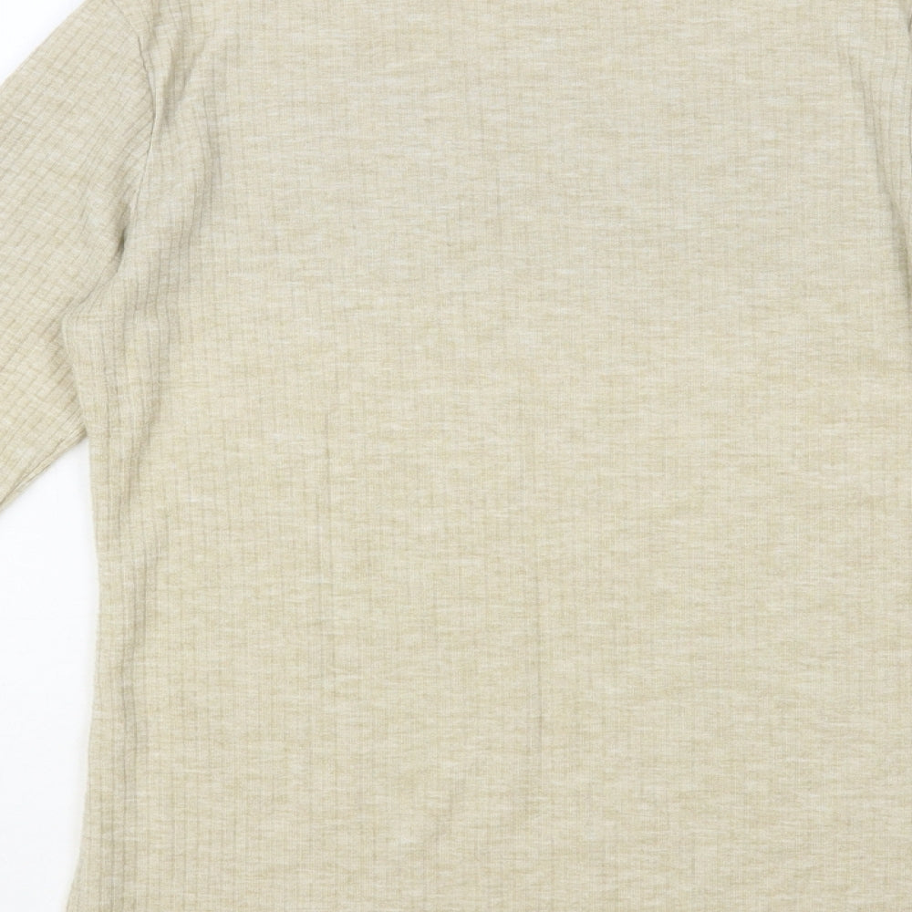 Womens UK Size 12 River Island Beige Basic T-Shirt