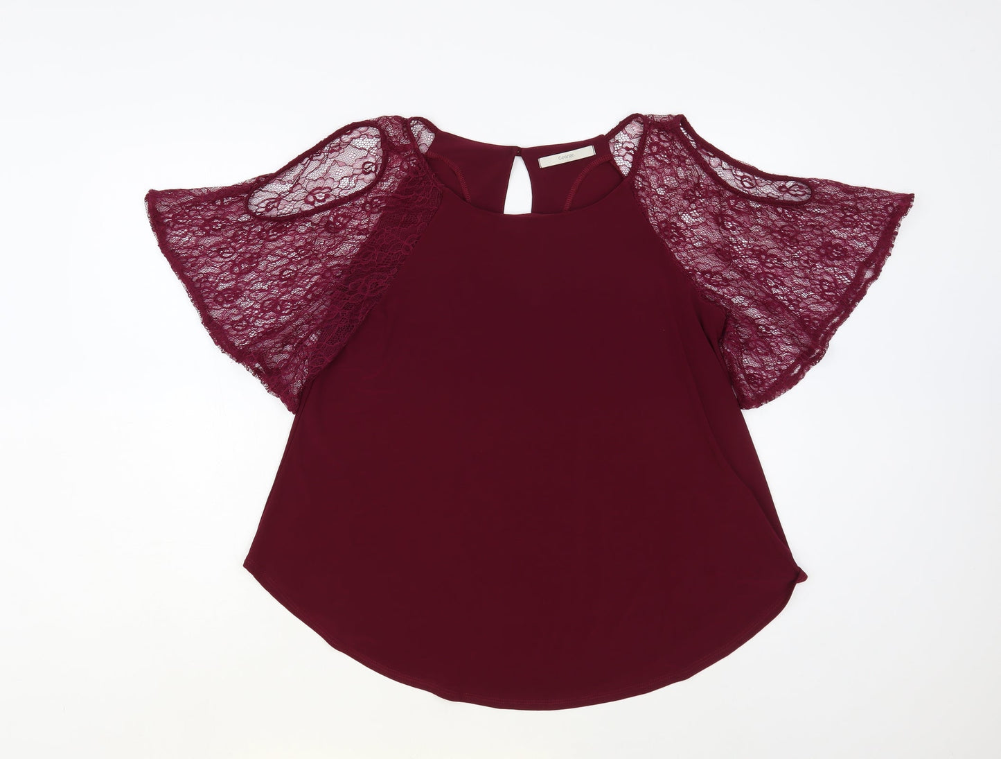 George Womens Purple Polyester Basic Blouse Size 10 Boat Neck - Lace Sleeves