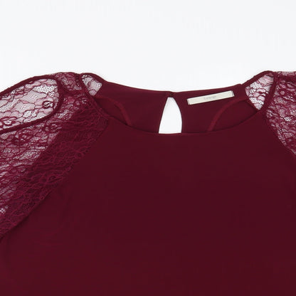 George Womens Purple Polyester Basic Blouse Size 10 Boat Neck - Lace Sleeves