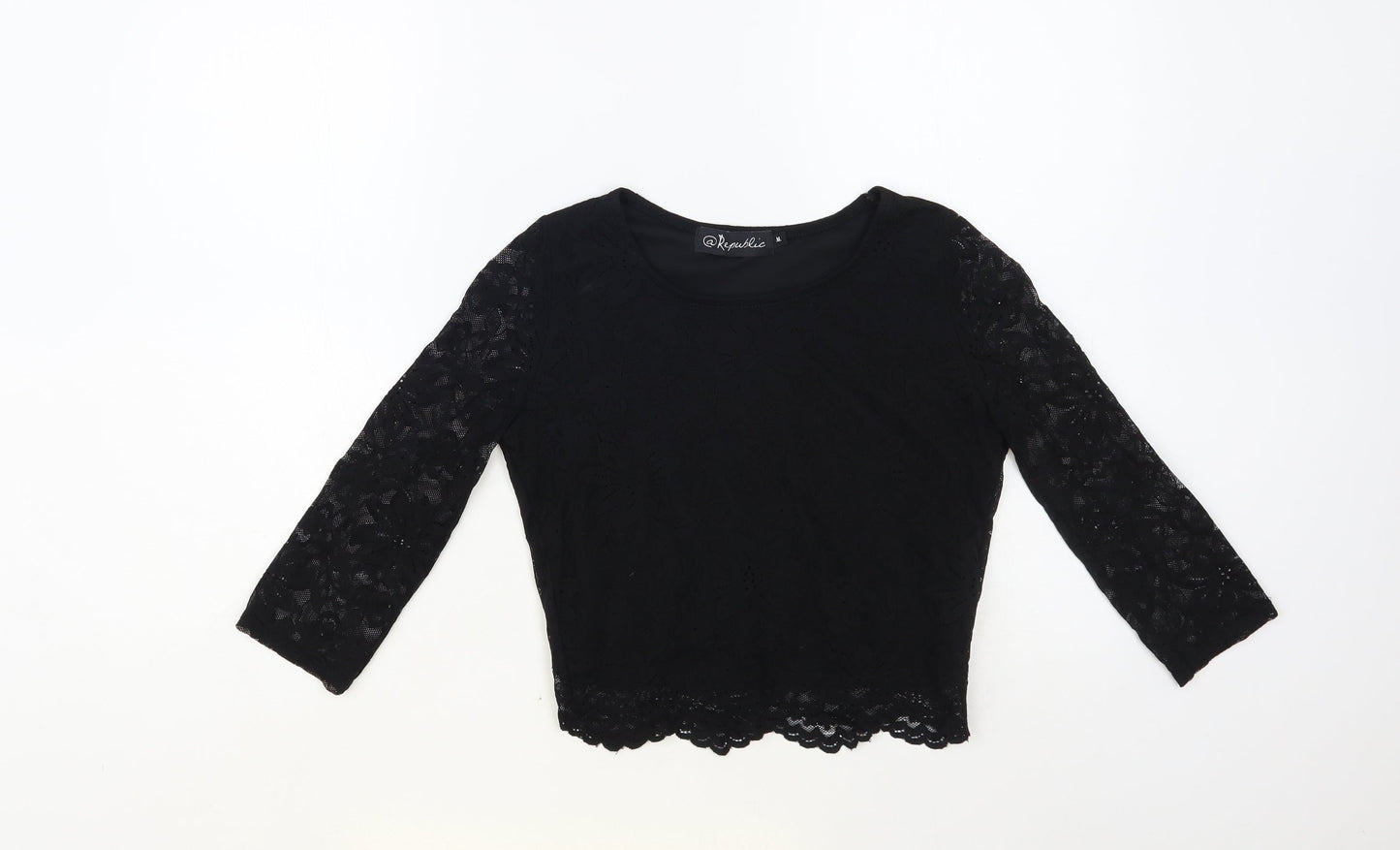 Womens UK Size M Republic Black Cropped Blouse