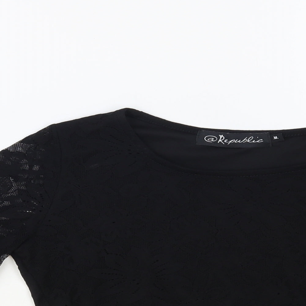 Womens UK Size M Republic Black Cropped Blouse