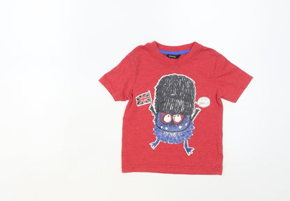 George Baby Red Cotton Pullover T-Shirt Size 18-24 Months Crew Neck Pullover - London Monster