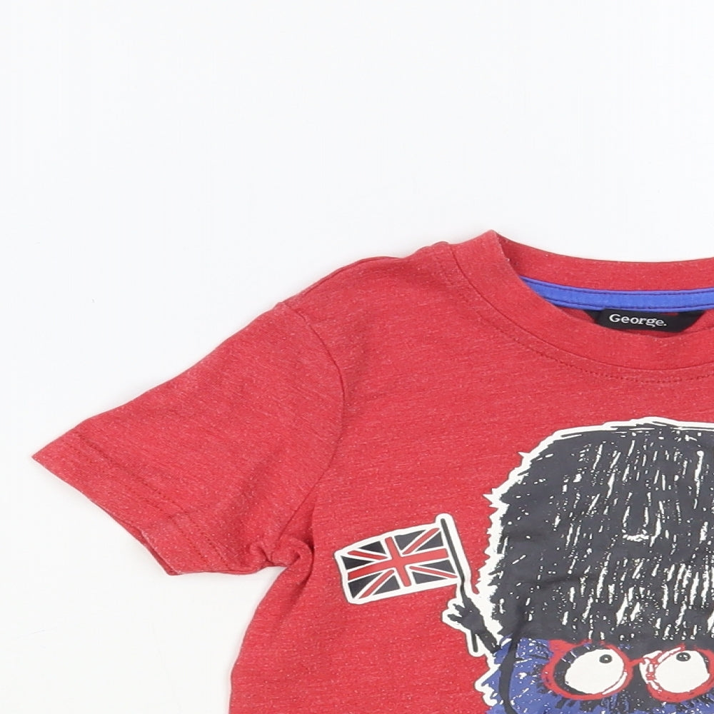 George Baby Red Cotton Pullover T-Shirt Size 18-24 Months Crew Neck Pullover - London Monster
