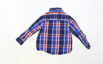 Lee Cooper Boys Blue Plaid Cotton Basic Button-Up Size 2-3 Years Collared Button