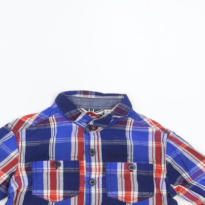 Lee Cooper Boys Blue Plaid Cotton Basic Button-Up Size 2-3 Years Collared Button