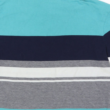 George Mens Multicoloured Striped Cotton Polo Size S Collared Button