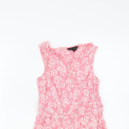 New Look Womens Pink Floral Viscose Playsuit One-Piece Size 8 Button