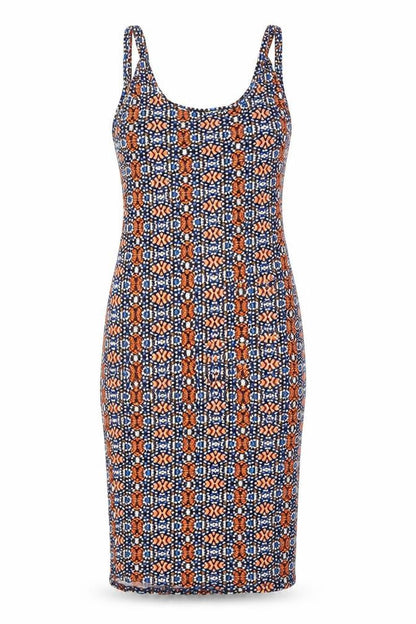New Look Womens Multicoloured Geometric Viscose Tank Dress Size 8 Scoop Neck Pullover