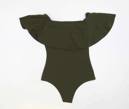 Blue Vanilla Womens Green Polyester Bodysuit One-Piece Size 8 Snap