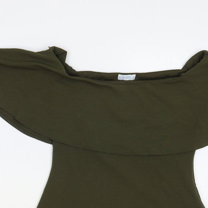 Blue Vanilla Womens Green Polyester Bodysuit One-Piece Size 8 Snap
