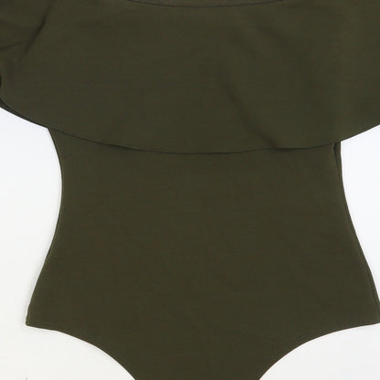 Blue Vanilla Womens Green Polyester Bodysuit One-Piece Size 8 Snap