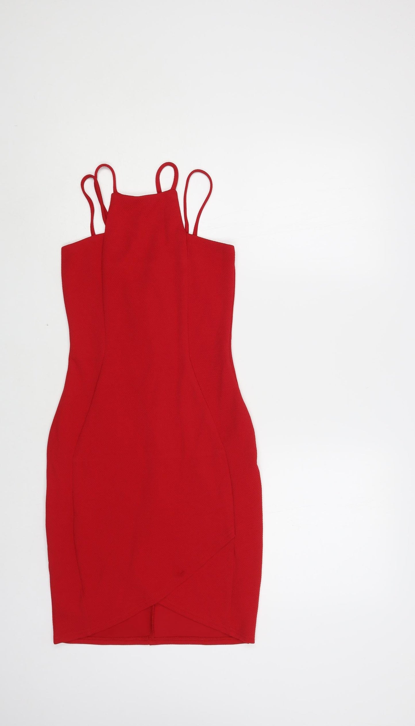 Preworn Womens Red Polyester Mini Size XS Square Neck Pullover
