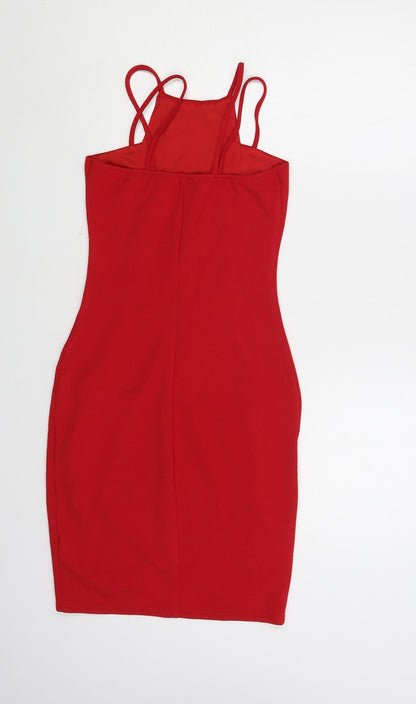 Preworn Womens Red Polyester Mini Size XS Square Neck Pullover