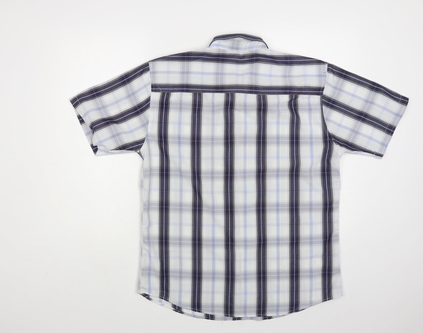 Urban Sprirt Mens Blue Plaid Polyester Button-Up Size M Collared Button