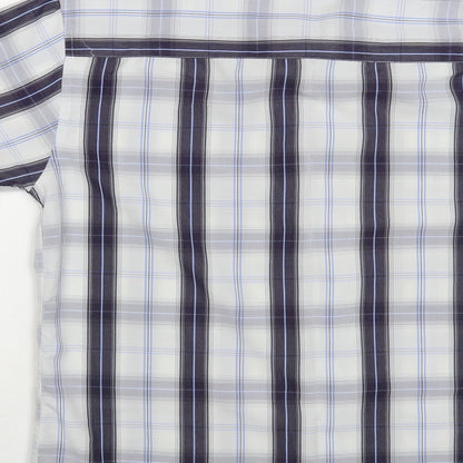 Urban Sprirt Mens Blue Plaid Polyester Button-Up Size M Collared Button