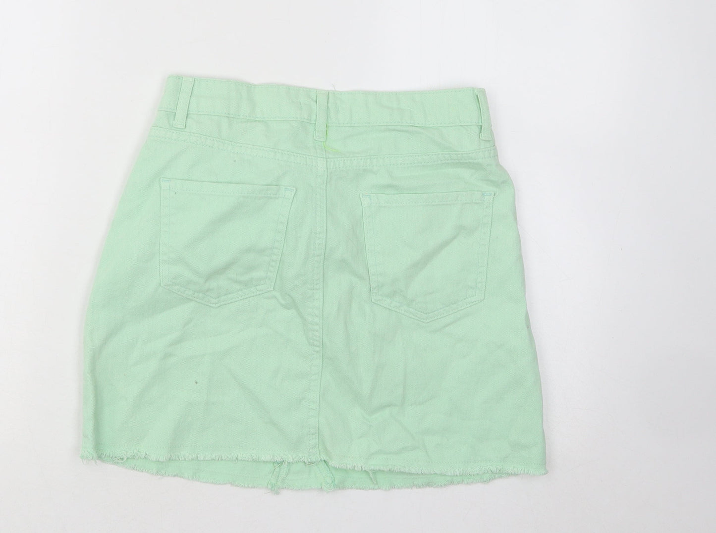 Nasty Gal Womens Green Cotton A-Line Skirt Size 6 Button