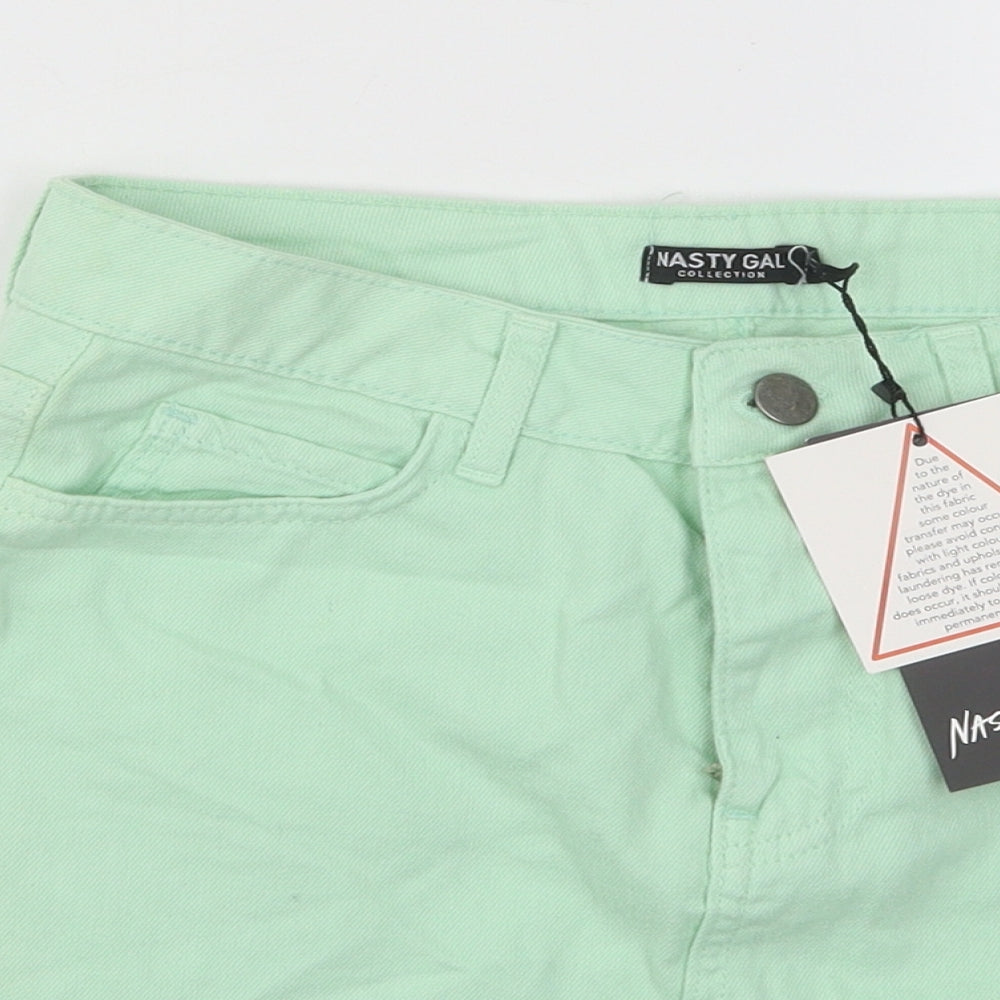 Nasty Gal Womens Green Cotton A-Line Skirt Size 6 Button