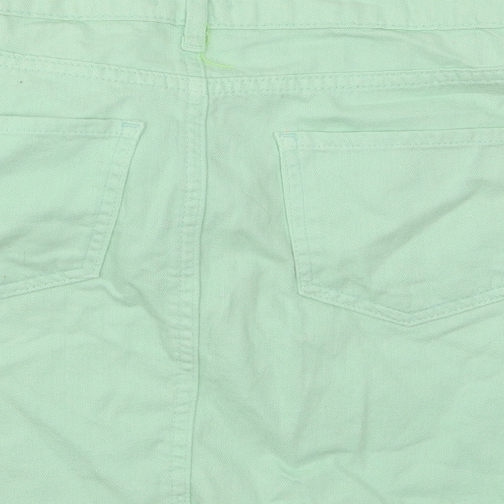 Nasty Gal Womens Green Cotton A-Line Skirt Size 6 Button