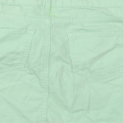 Nasty Gal Womens Green Cotton A-Line Skirt Size 6 Button