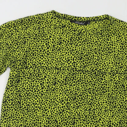 Motel Womens Yellow Animal Print Cotton T-Shirt Dress Size XS Round Neck Pullover