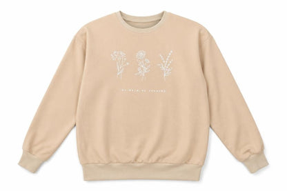 SheIn Womens Beige Cotton Pullover Sweatshirt Size M Pullover - No Rain No Flowers