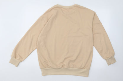 SheIn Womens Beige Cotton Pullover Sweatshirt Size M Pullover - No Rain No Flowers