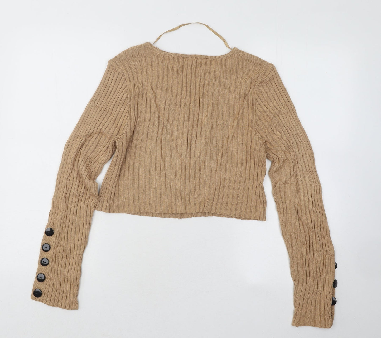 Primark Womens Beige Round Neck Viscose Pullover Jumper Size 10