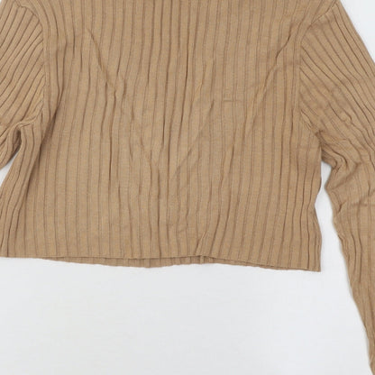 Primark Womens Beige Round Neck Viscose Pullover Jumper Size 10