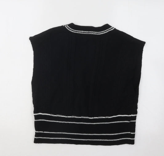 SheIn Womens Black Scoop Neck Acrylic Vest Jumper Size S
