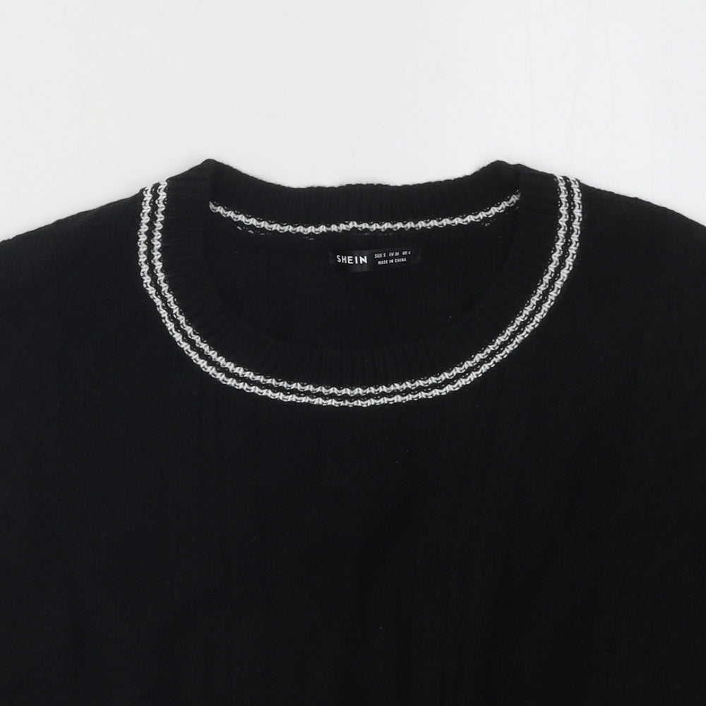 SheIn Womens Black Scoop Neck Acrylic Vest Jumper Size S