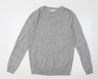 River Island Mens Grey Round Neck Cotton Pullover Jumper Size M