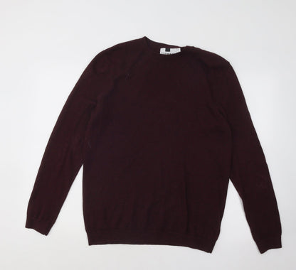 Topman Mens Red Round Neck Cotton Pullover Jumper Size S