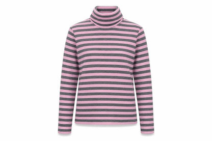Plusport Womens Pink Roll Neck Striped Acrylic Pullover Jumper Size M