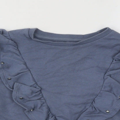 Dunnes Stores Girls Blue Cotton Pullover Sweatshirt Size 12-13 Years Pullover