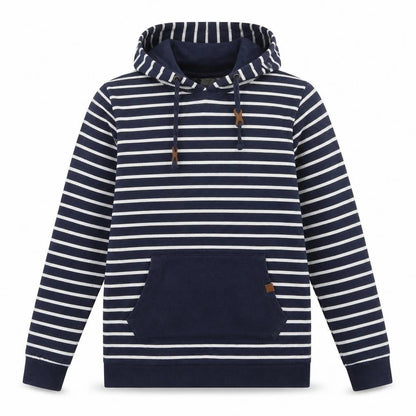 Blend She Womens Blue Striped Cotton Pullover Hoodie Size M Pullover