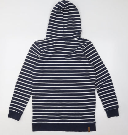 Blend She Womens Blue Striped Cotton Pullover Hoodie Size M Pullover