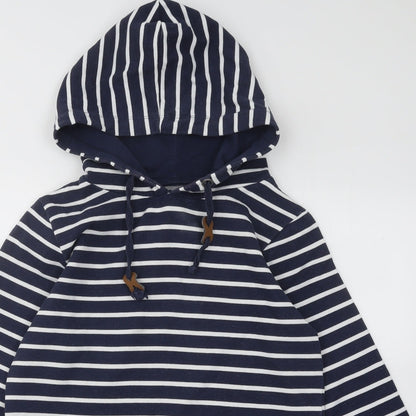 Blend She Womens Blue Striped Cotton Pullover Hoodie Size M Pullover
