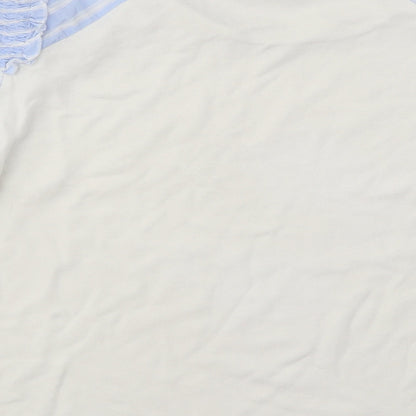Gallery Womens White Cotton Basic T-Shirt Size XL Round Neck - Puff Sleeves