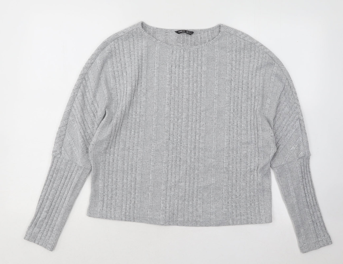 SheIn Womens Grey Round Neck Polyester Pullover Jumper Size S