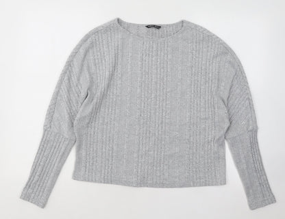 SheIn Womens Grey Round Neck Polyester Pullover Jumper Size S