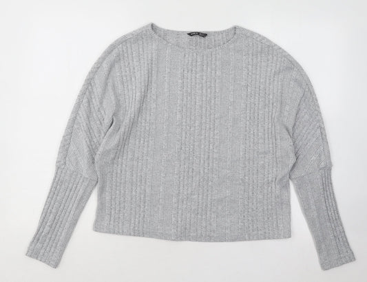 SheIn Womens Grey Round Neck Polyester Pullover Jumper Size S
