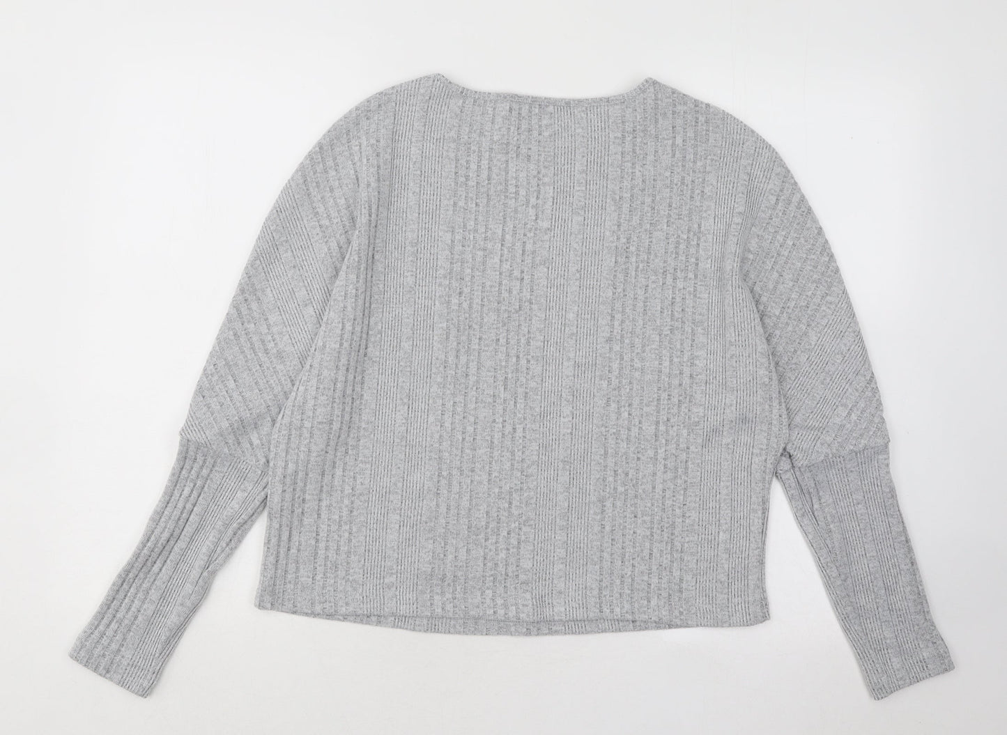 SheIn Womens Grey Round Neck Polyester Pullover Jumper Size S